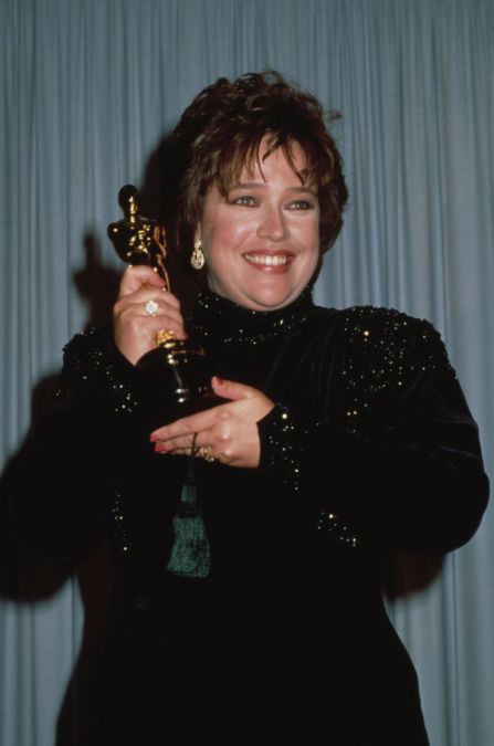 Kathy Bates in the press room of the 63rd Academy Awards holding her Best Actress award