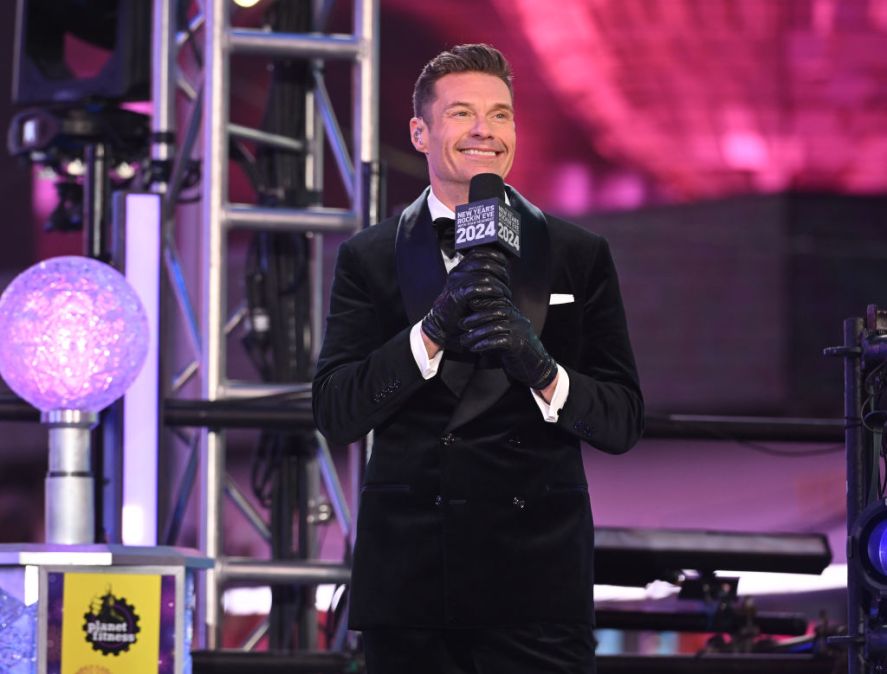 Ryan Seacrest speaks onstage during the Times Square New Year's Eve 2024 Celebration