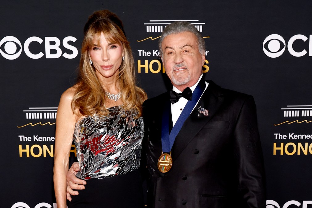 US actor and Kennedy Center Honoree Sylvester Stallone and his wife Jennifer Flavin 