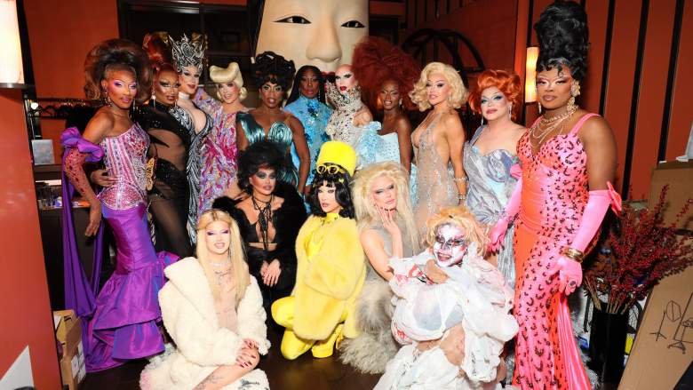 The queens pose for a photo together during RuPaul's Drag Race S18 Premiere Event