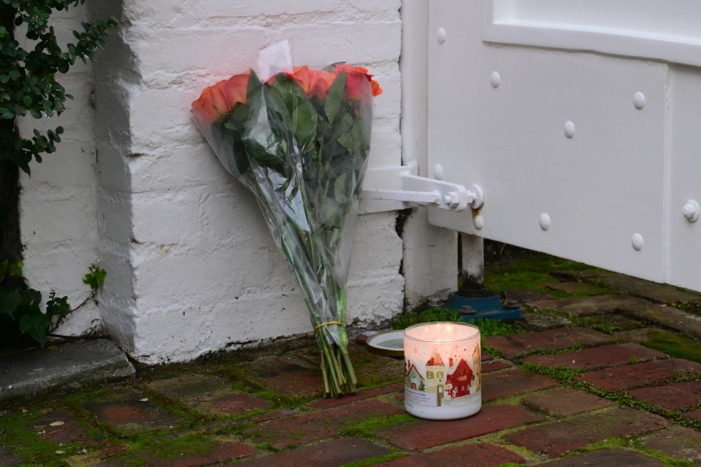 Flowers and offerings are seen outside the mansion of US actor and director Rob Reiner