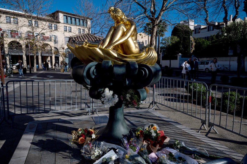A photo shows the statue of late French actress and animal rights activist Brigitte Bardot, created from an artwork by Italian comic book author Milo Manara