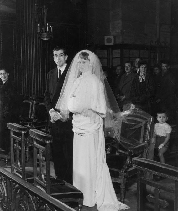 Brigitte Bardot and Roger Vadim on their wedding day