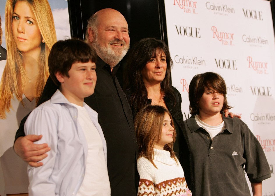 Director Rob Reiner (second from left) and family arrive at the premiere of "Rumor Has It"