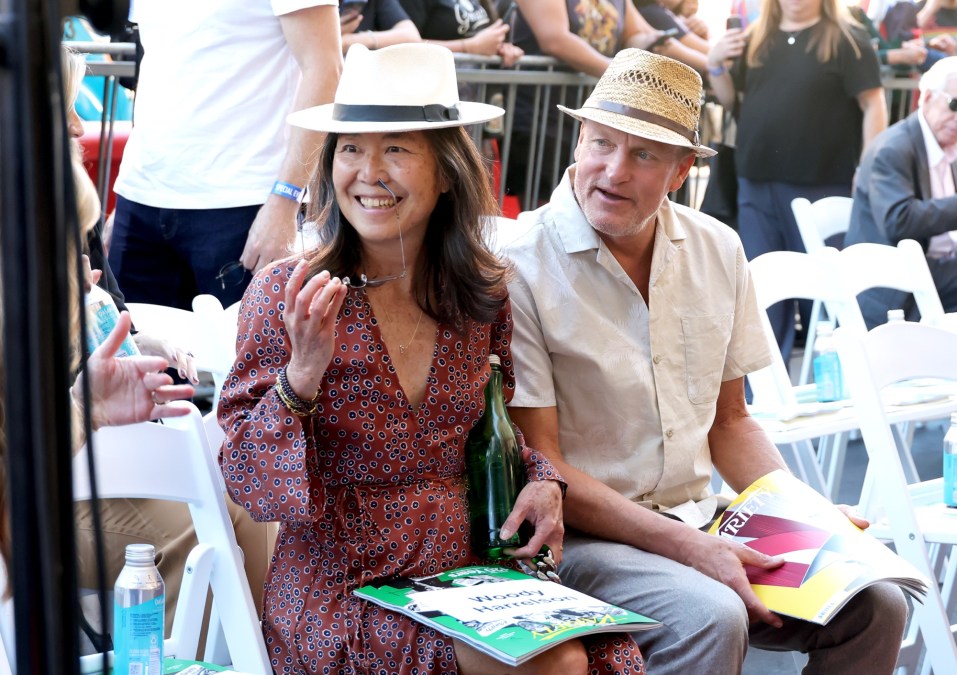 Laura Louie and Woody Harrelson attend the Star Ceremony