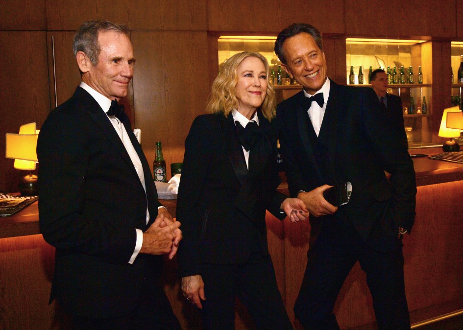 Bo Welch, Catherine O'Hara and Richard E. Grant pose for photos