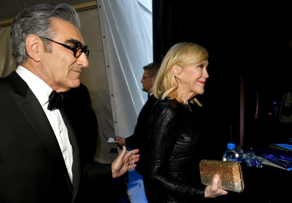 Eugene Levy and Catherine O'Hara backstage at the Critics' Choice Awards