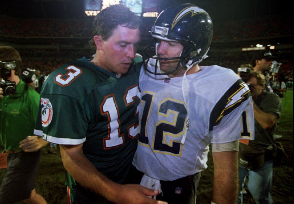 Dan Marino (L) with Stan Humphries (R) in 1993.