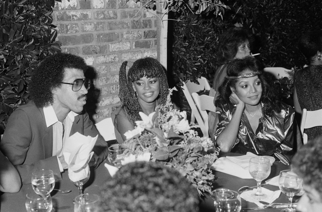 Lionel Richie, his wife Brenda Harvey-Richie, and La Toya Jackson attend a party hosted by 'Right On!' magazine