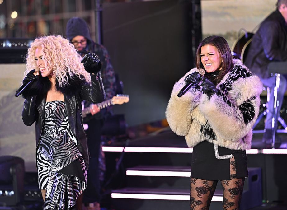 Kimberly Schlapman, and Karen Fairchild of Little Big Town perform during the Times Square New Year's Eve 2026 Celebration