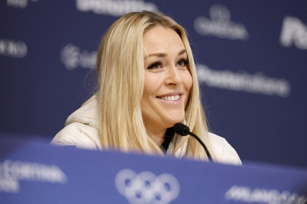 US skier Lindsey Vonn gives a press conference ahead of the Milano Cortina 2026 Winter Olympic Games