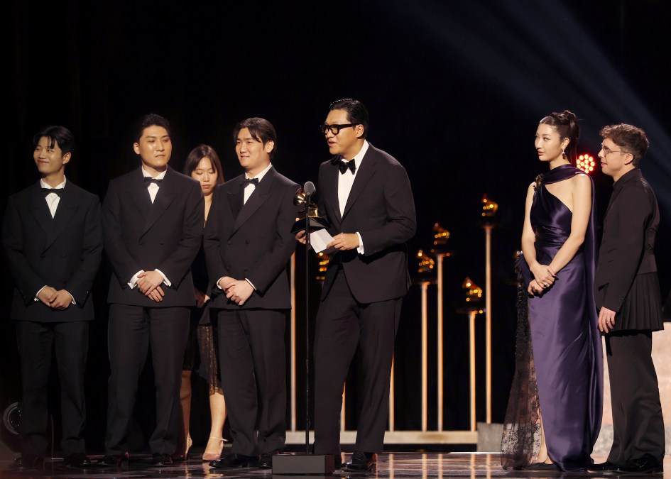 KPop Demon Hunters accepts the Best Song Written For Visual Media award for "Golden &mdash; From KPop Demon Hunters" onstage during the 68th GRAMMY Awards