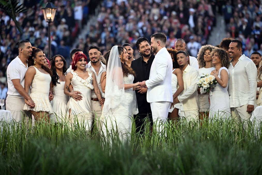 Wedding during Bad Bunny's performance at Super Bowl LX