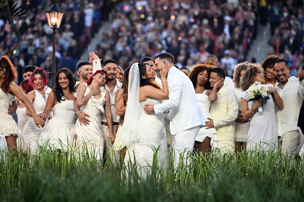 Wedding during Bad Bunny's performance at Super Bowl LX