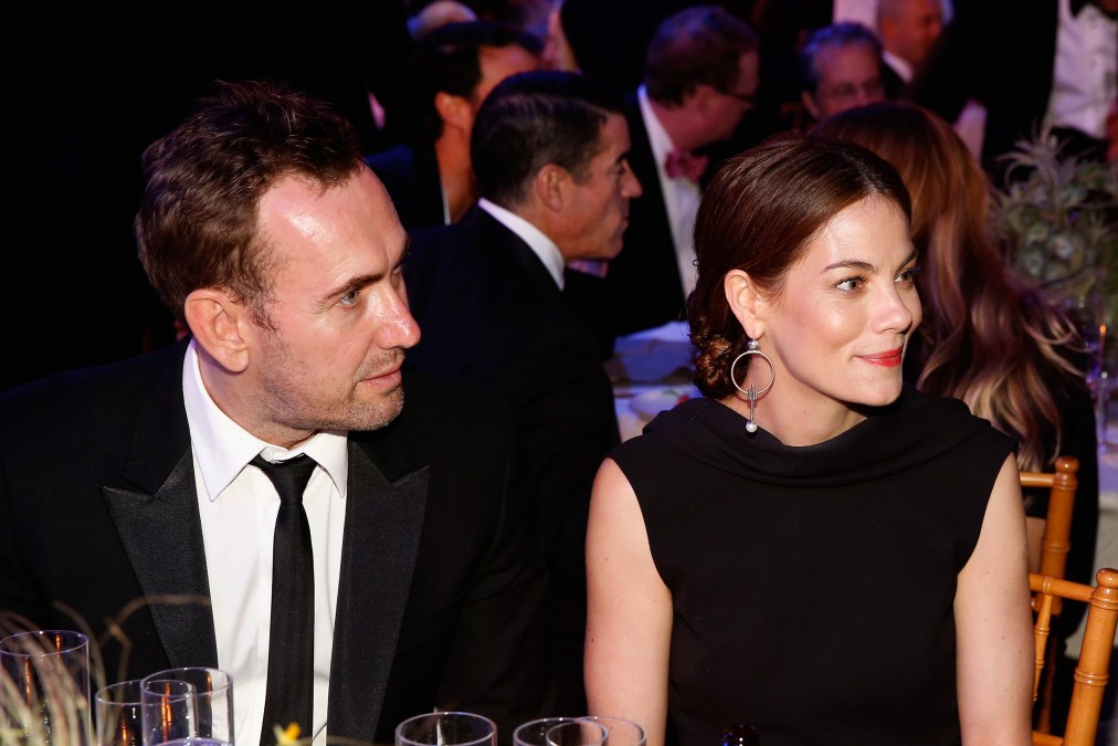 Peter White (L) and actress Michelle Monaghan