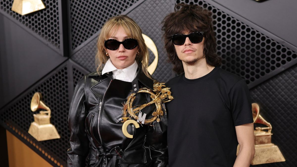 Miley Cyrus and Maxx Morando at the 2026 Grammys