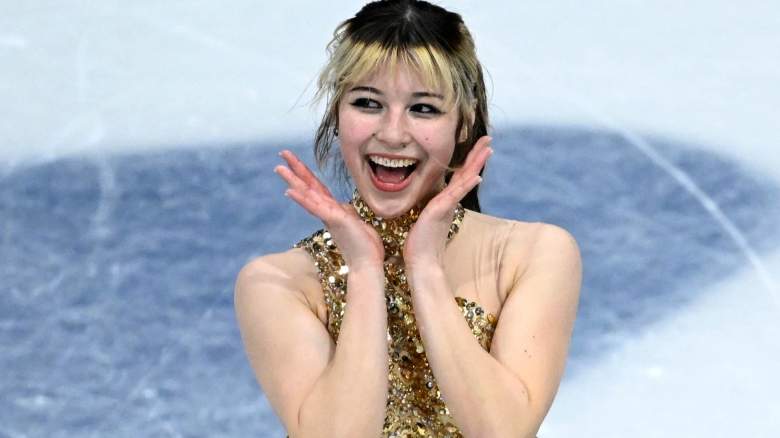 USA's Alysa Liu reacts after competing in the figure skating women's single free skating final during the Milano Cortina 2026 Winter Olympic Games at Milano Ice Skating Arena in Milan on February 19, 2026