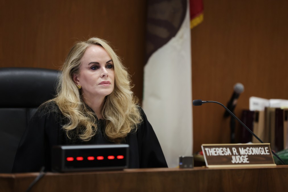 Judge Theresa McGonigle presides over the arraignment for Ivana Lisette Ortiz, who is accused of firing shots at Rihanna&rsquo;s home in the Beverly Hills area