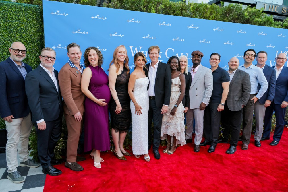 Lori Loughlin with Hallmark stars and execs