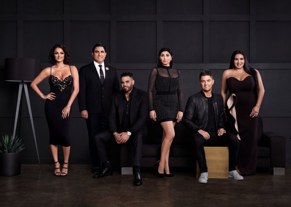 SHAHS OF SUNSET -- Season:6 -- Pictured: (l-r) Golnesa "GG" Gharachedaghi, Reza Farahan, Mike Shouted, Destiney Rose, Nema Vand, Mercedes "MJ" Javid