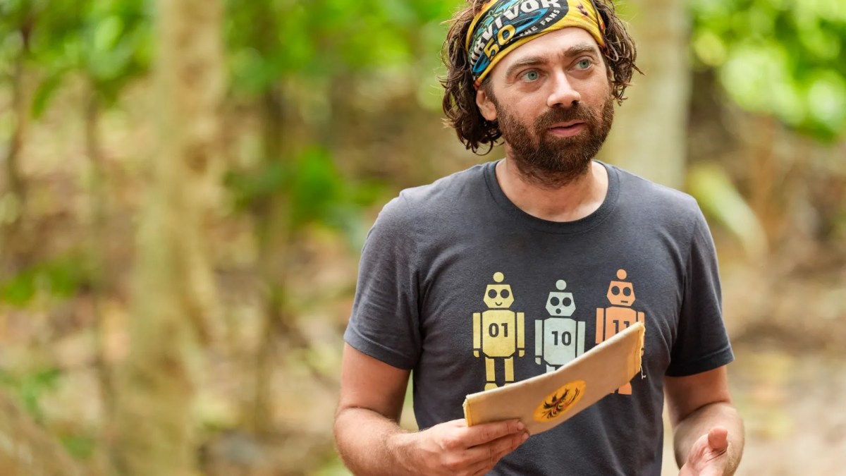 Christian Hubicki speaking during a challenge on &ldquo;Survivor 50&rdquo;