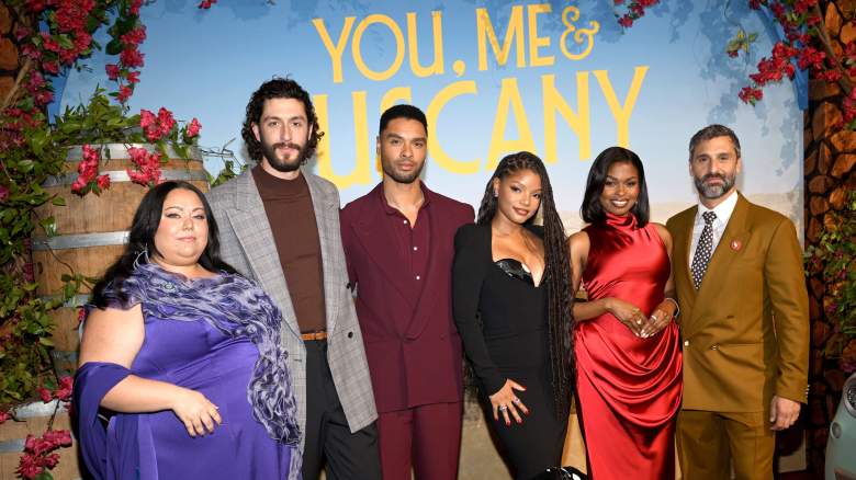 (L-R) Stella Pecollo, Lorenzo de Moor, Regé-Jean Page, Halle Bailey, Aziza Scott and Marco Calvani
