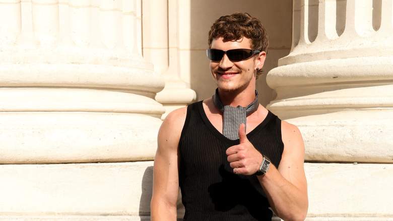 Connor Storrie attends the Saint Laurent Menswear Spring/Summer 2027 show as part of Paris Fashion Week on June 23, 2026 in Paris, France.