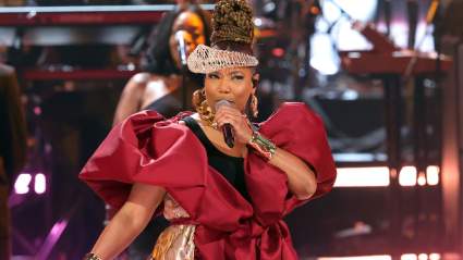 Queen Latifah Commands Attention in a Gorgeous Black Coat at the BET Awards