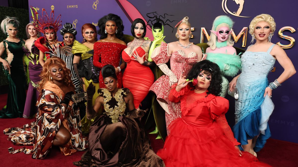 Mirage, Amanda Tori Meating, Morphine Love Dion, Sapphira Crist&aacute;l, Mhi'ya Iman Le'Paige, Geneva Karr, Hershii LiqCour-Jet&eacute;, Xunami Muse, Plane Jane, Nymphia Wind, Q, Megami, Dawn and Plasma attend the 76th Primetime Emmy Awards at Peacock Theater on September 15, 2024 in Los Angeles, California. 
