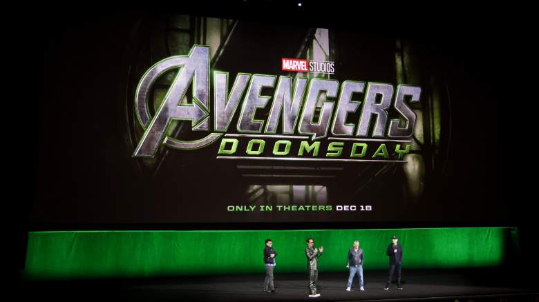 The Avengers Doomsday logo projected on a screen at CinemaCon
