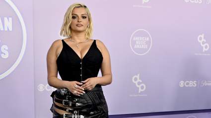 ‘Gorgeous’ Bebe Rexha on Fire in Tiny Leather Shorts & Fishnet Tights