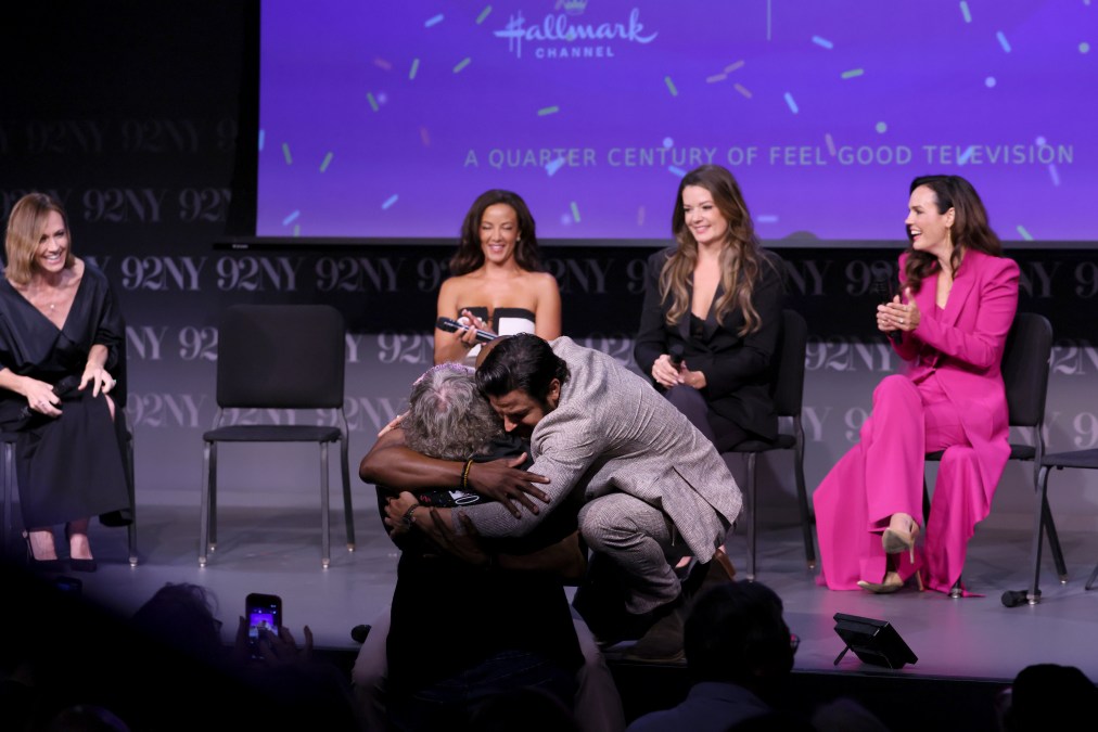 Tyler Hynes hugs fan during Hallmark Channel's 25th Birthday: A Quarter Century Of Feel-Good Television&nbsp;event