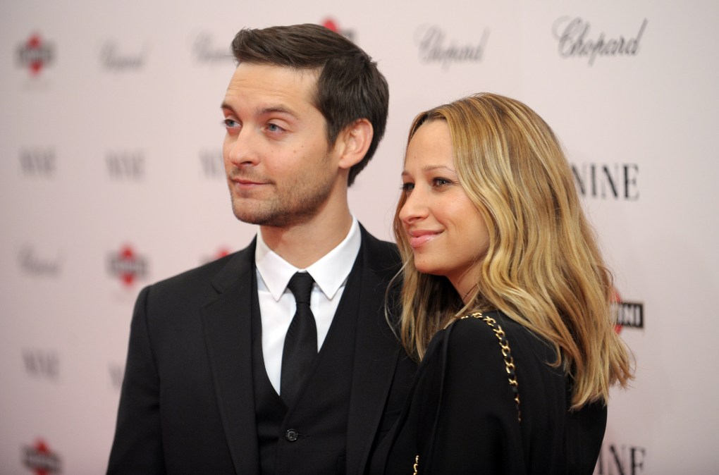 Actor Tobey Maguire (L) and wife Jennifer Meyer Maguire