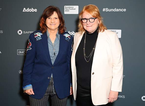 Documentary subjects, Amy Ray and Emily Saliers of the Indigo Girls attend the 2023 Sundance Film Festival "It's Only Life After All" Premiere at The Ray Theatre on January 19, 2023 in Park City, Utah.